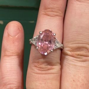 Pink 3 Stone Faux Diamond Ring Size 7